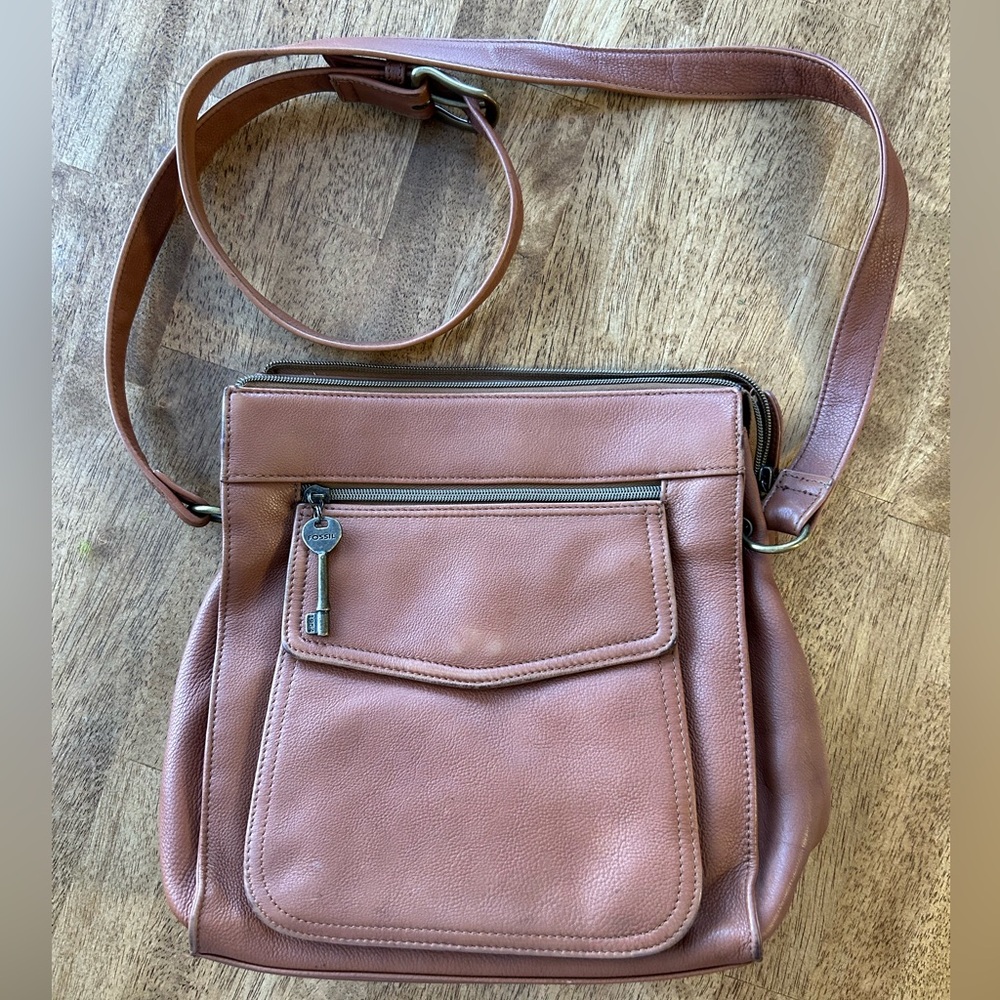 Fossil Brown Leather Crossbody Bag Purse